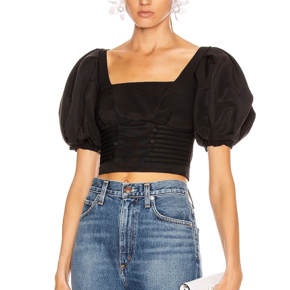 Self Portrait ottoman square neck top